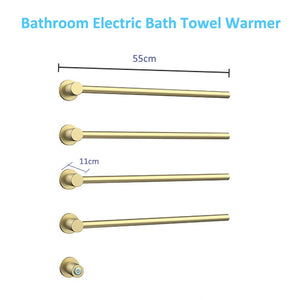 Golden Bathroom Electric Bath Towel Warmer, Hidden Connection, Thermostatic Heating Shelf Rack, Household, 55 ℃, Five-Bar - Stereotech