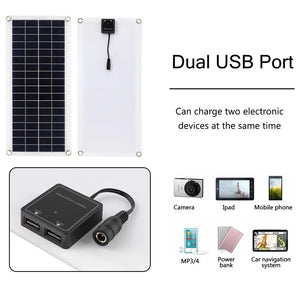 150W 300W Solar Panel Kit 12V Charge Battery With 30A 60A Controller Module 2 USB Port Cell Battery Power Bank for Phone RV Car - Stereotech