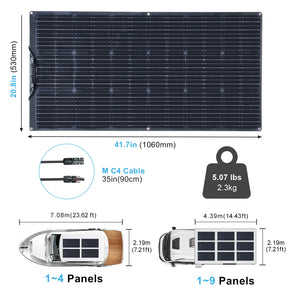 12V 100W Flexible Solar Panel 19.8V 100 W 200 Watt Solar Panels kit complete Controller for RV Boat Car Home  Battery Charger - Stereotech