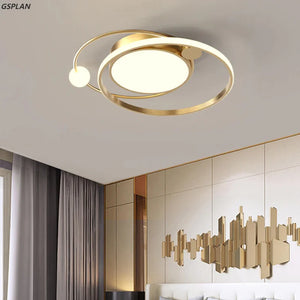 New Ring Round Gold Simple Design Remote Control Light Modern Led Chandelier For Bedroom Living Room Kitchen Study Ceiling Lamp