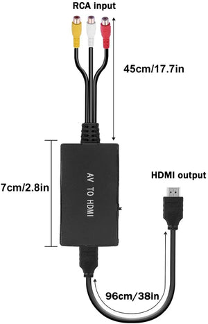 HDMI To RCA AV/CVBS Adapter HD Video Converter Box RCA AV/CVSB L/R To HDMI Video 1080P Mini HDMI To AV Support DVD/VCR/TV/PS3