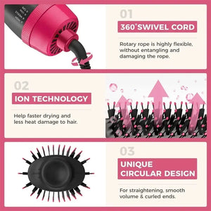 4 In 1 Hot Air Brush Styling Comb One-Step Heating Comb Hair Straightening Brush for Straight Curly Professional Hair Dryers