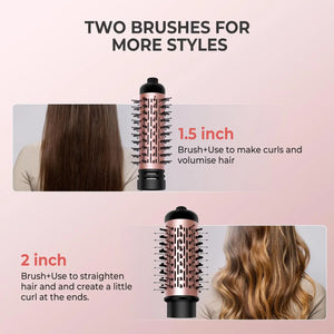 Hair Dryer Brush 3-in-1 Rotating Round Hot Air Spin Brush Set 2 Detachable Auto Rotating Curling Brush Hot Air Styler