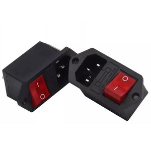 5/20PCS AC-01B-1 Red 10A250VAC 3 Terminal Power Socket With 10A Fuse Switch Wlre LZ-14-F19  AC Power Cord Inlet Plug Socket