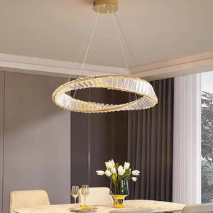 Modern Living Room Led Dimmable Pendant Lights Luxury Gold Irregular Ring K9 Crystal Pendant Lamp Led Luminarias Lamp Fixtures