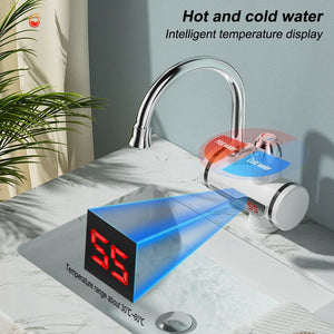 Electric Faucet LED Screen Digital Display IPX4 Waterproof Tap Mixer Rapid Heat Water Heater 220V 110V Safe Deck Sprayer - Stereotech