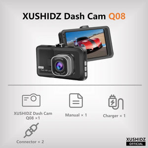 XUSHIDZ Q08PRO Full HD 1080P G-sensor Dual-Channel Dash camera Vehicle Video Recorder Night Vision Car Camera Dashcam DVR Rear