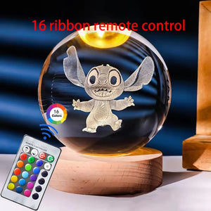 Hot 6cm 3D Crystal Ball Stitch 16 colors can be remotely controlled Crystal Planet Night Light Laser Carving Children's Gifts