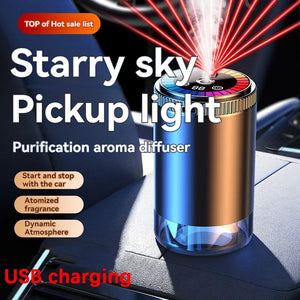 Smart Car Air Freshener Rechargeable Aroma Diffuser 5 Levels of Adjustable Intelligent  Diffuser Pickup Light Starry Sky Summit