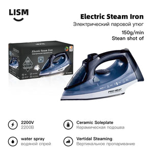 Steam iron hand-held hanging electric with cord for wet and dry use 2200W Portable Clothes Pressing Laundry Appliances Household - Stereotech