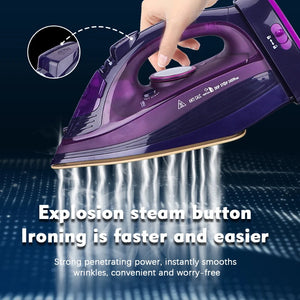 Wireless Steam Iron Handheld 5-speed Adjustable Ironing Machine Portable Ceramic Bottom Plate 2400W European Standard - Stereotech