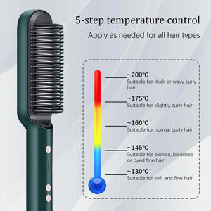 Negative Ion Hair Straightener Styling Comb 2 In 1 Hair Straightener Brush And Curler 30s Fast Heating Hair Straightener Brush