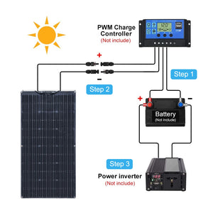 12V 100W Flexible Solar Panel 19.8V 100 W 200 Watt Solar Panels kit complete Controller for RV Boat Car Home  Battery Charger - Stereotech