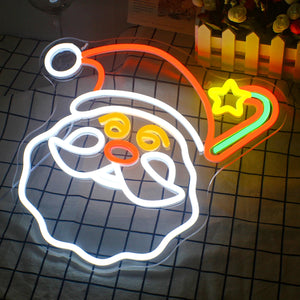 Santa Claus Neon Led Sign Father Christmas Decoration Anime Room Decor Cartoon Led Lights Bedroom Home Party USB Wall Lamp Signs