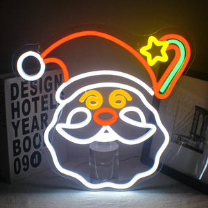 Santa Claus Neon Led Sign Father Christmas Decoration Anime Room Decor Cartoon Led Lights Bedroom Home Party USB Wall Lamp Signs