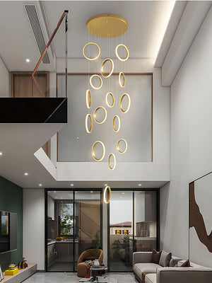 Pendant lamp new sitting room big droplight contracted light luxury villa hotel lobby double entry stair droplight