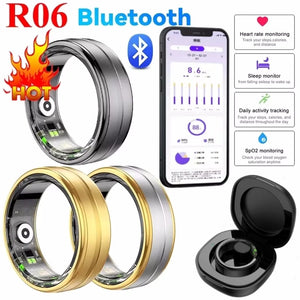 2024 R06 5ATM Waterproof Smart Ring For Men Women Heart Rate Health Monitoring 100+  Sport Modes Fitness Tracking Sport Ring