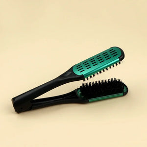 Pro Hairdressing Straightener Nylon Hair Straightening Double Brushes V Shape Comb Clamp Not Hurt Styling Tools DIY Home