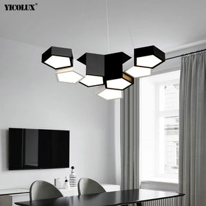 Remote Dimming Black White New Modern LED Chandelier Lights Living Dining Room Pendant Bedroom Hall Bar Lamps Indoor Lighting