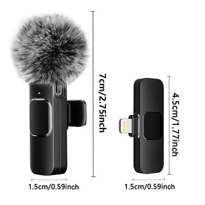 NEW Wireless Lavalier Microphone Audio Video Recording Mini Mic For iPhone Android Laptop Live Gaming Mobile Phone Microphone - Stereotech