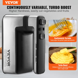 VEVOR Cordless Electric Hand Mixer 100W Continuously Variable Electric Handheld Mixer with Turbo Boost Beaters Dough Storage Bag - Stereotech