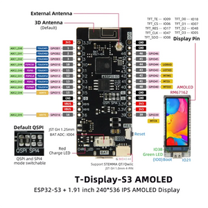 LILYGO T-Display-S3 AMOLED Development Boards for Smart Home Automation System ESP32-S3+1.91 Inch AMOLED Display Modules