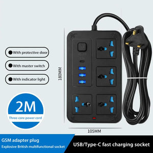 Xiaomi Universal Power Strip 2M Power Socket EU UK US AU Plug 2500W with USB Type-c Fast Charging Global Universal Socket