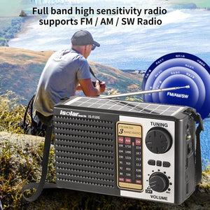 Wireless Bluetooth Speaker LED Flashlight FM AM SW Radio Solar Charging Emergency Radio Full Band High Sensitivity