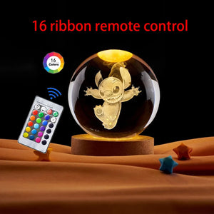 Hot 6cm 3D Crystal Ball Stitch 16 colors can be remotely controlled Crystal Planet Night Light Laser Carving Children's Gifts