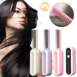 2 In 1 Wireless Professional Hair Straightener Curler Heating Tools Brush Curling Fast Styling Ion Comb Straightening Negat