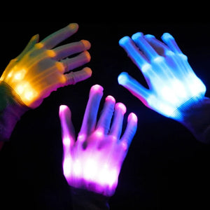 Party LED children's gloves neon lights Halloween lights props luminous skeleton gloves stage costumes Christmas supplies