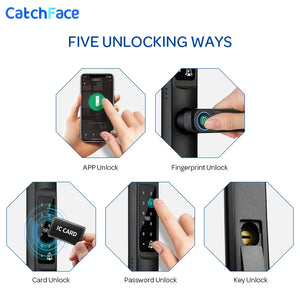 85/92mm Waterproof High-End Outdoor Fingerprint TUYA WIFI APP RFID Card Code Keyless Smart Electronic Door Lock Aluminum Home