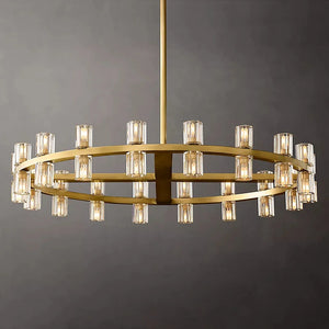 Modern Fashion Large Circular Chandelier Indoor Villa Living Room Decoration Luxury Crystal Ceiling Hanging Pendant Lamp