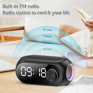 Multifunction S8 Wireless Bluetooth Speaker Mirror Alarm Clock Stereo Speakers Table Clock FM Radio TF Card Dual Alarm Clock