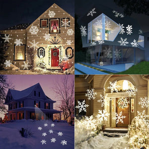 Solar Christmas Snowflake Light DJ Disco Light Outdoor Moving Snowfall Laser Projector Lamp For New Year Party Wedding Decor