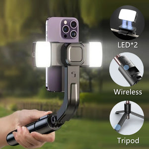 1-Axis Anti-shake Handheld Gimbal Stabilizer Selfie Stick Mobile Phone Holder Live Broadcast Tripod with Bluetooth Shooting - Stereotech