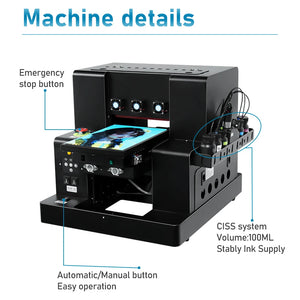 A4 UV Printer For Epson XP600 Printing Machine UV Flatbed Printer with Varnish UV DTF Printer For Wood Metal Acrylic Phone Case