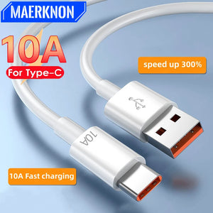 10A 120W USB Type C Cable Super Fast Charge Cable USB C Wire For Huawei Mate 40 Xiaomi Samsung Honor 50 Phone Charger USB Cable