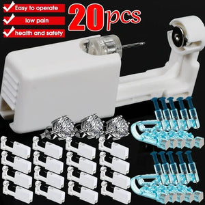 1/10Pcs Safety Ear Piercing Gun Kit White Disposable Disinfect Safety Earring Piercer Machine Studs Nose CLip Body Piercing Tool - Stereotech