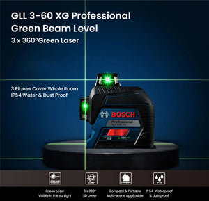 Bosch GLL50G/Gll3-60Xg 3D 3-Planes 12 Line Green Beam Gradienter Professional Laser Level Rangefinders Waterproof Dustproof