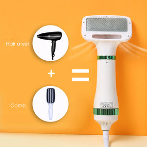 New Efficient Lightweight Portable Pet Hair Dryer with Powerful Professional Slicker Brush - Convenient 2-in-1 Grooming Tool for