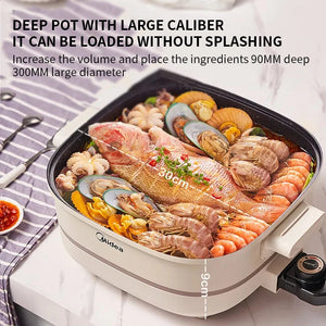 Electric Hot Pot 6L Large Capacity Household Integrated Electric Cooking Pot Multi functional Stir Fry Stew and Grilled Fish Pot