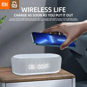 Youpin Xiaomi 15W Wireless Charger Stand Alarm Bedroom Lamp Night Light Desktop Clock Temperature Thermometer Fast Charging Dock