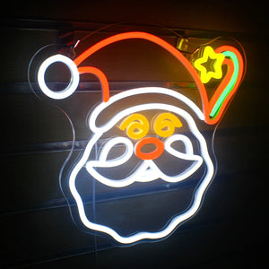 Santa Claus Neon Led Sign Father Christmas Decoration Anime Room Decor Cartoon Led Lights Bedroom Home Party USB Wall Lamp Signs