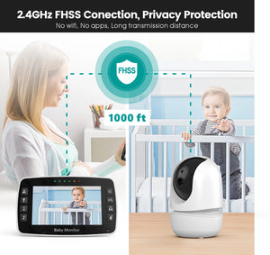 NEWS 4.3Inch IPS Screen Wireless PTZ Intercom Baby Monitor Temperature Display Nanny Cam Long Distance Baby Sitter Camera