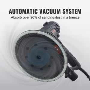 VEVOR Drywall Sander, Variable Speed 1200-2300 RPM Wall Sander with Automatic Vacuum Dust Collection System, Double LED Lights