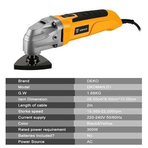 DEKO DKOM40LD1 Electric Multifunction Oscillating Tool 220V Electric Trimmer Saw Variable Speed for Home DIY Woodworking