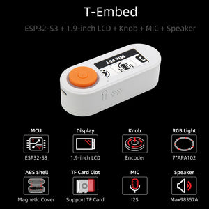 LILYGO® T-Embed ESP32-S3 Development Board With 1.9-inch LCD Display Screen Mechanical Encoder RGB LED Light MIC Speaker TF Slot