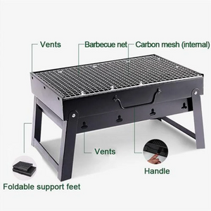 Large collapsible portable barbecue grill, burners for outdoor picnics - Stereotech