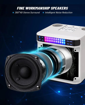 2 Mic Karaoke Machine Portable PA Speaker System Wireless Microphone Voice Changer Colorful LED Light Sing for Home Kids Adults